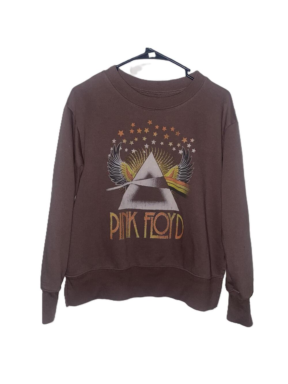 Pink Floyd Prism Graphic Sweatshirt Vintage Grunge Band Tee Brown Medium Vintage